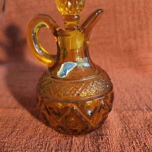 Antique Yellow Cut Glass Vinager Cruet